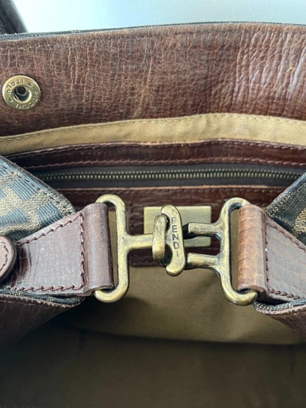 FENDI Zucca Du Jour Leather Trim Handle Canvas Tote w/Card & Dust Bag & Box - Picture 16 of 16